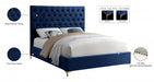 Cruz Velvet Queen Bed Blue - CruzNavy-Q