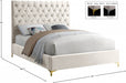 Cruz Velvet Queen Bed Cream - CruzCream-Q