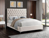 Cruz Velvet Queen Bed Cream - CruzCream-Q