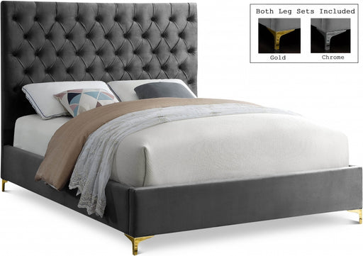 Cruz Velvet Queen Bed Grey - CruzGrey-Q