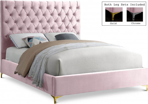 Cruz Velvet Queen Bed Pink - CruzPink-Q