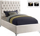 Cruz Velvet Twin Bed Cream - CruzCream-T