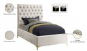 Cruz Velvet Twin Bed Cream - CruzCream-T