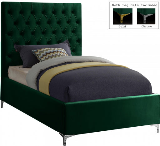 Cruz Velvet Twin Bed Green - CruzGreen-T