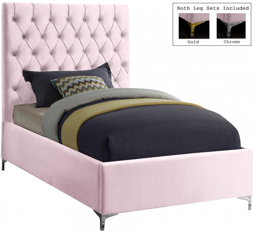 Cruz Velvet Twin Bed Pink - CruzPink-T