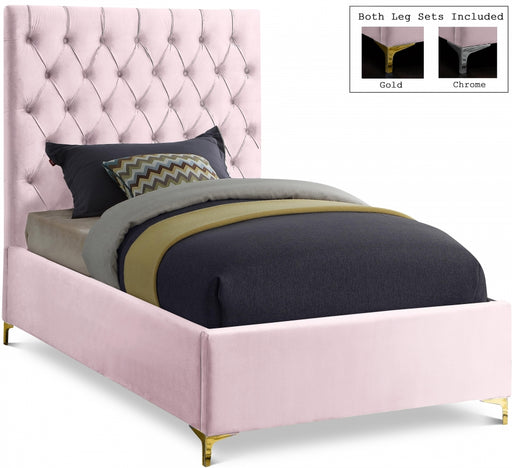 Cruz Velvet Twin Bed Pink - CruzPink-T