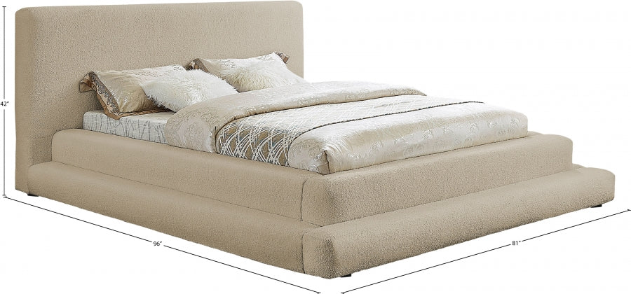 Dane Teddy Fabric Full Bed (3 Boxes) Beige - DaneBeige-F