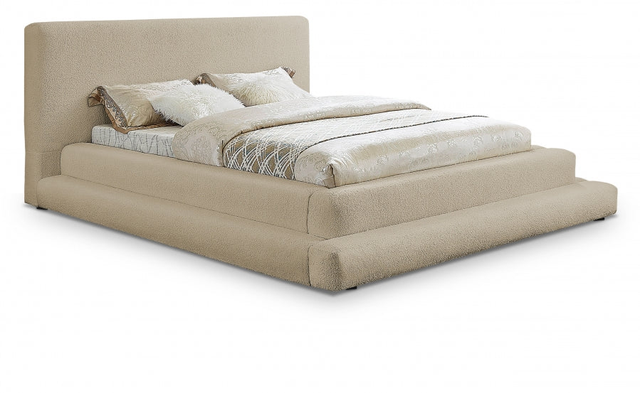 Dane Teddy Fabric Queen Bed (3 Boxes) Beige - DaneBeige-Q