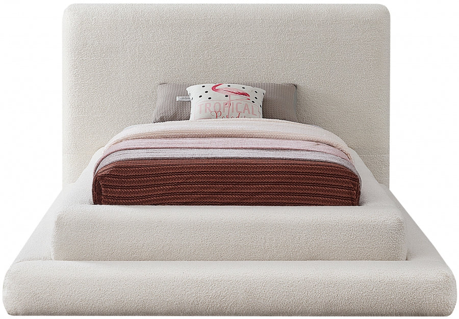 Dane Teddy Fabric Twin Bed (3 Boxes) Cream - DaneCream-T