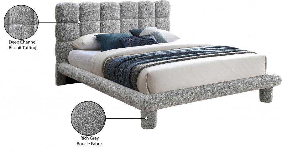 Deco Boucle Fabric Full Bed (3 Boxes) Grey - DecoGrey-F