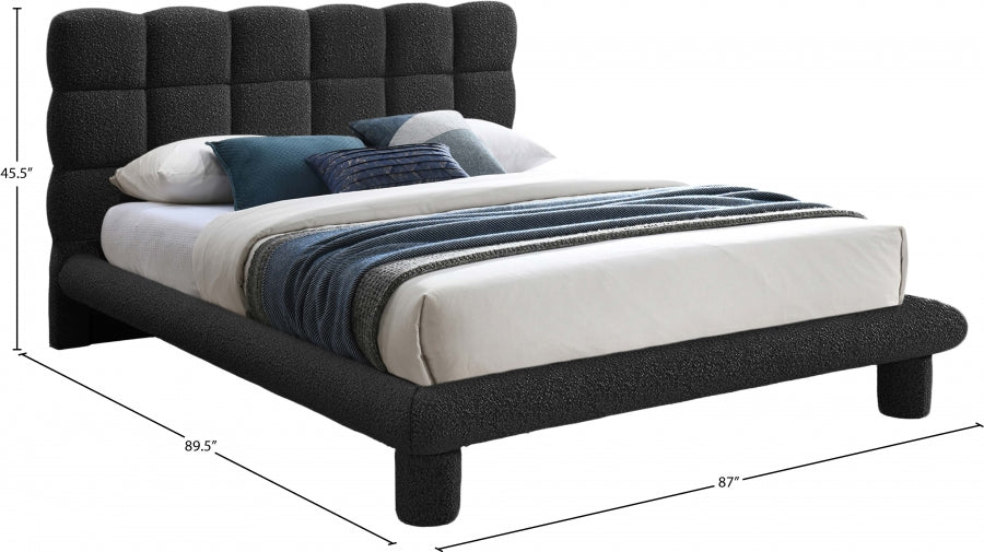 Deco Boucle Fabric King Bed (3 Boxes) Black - DecoBlack-K