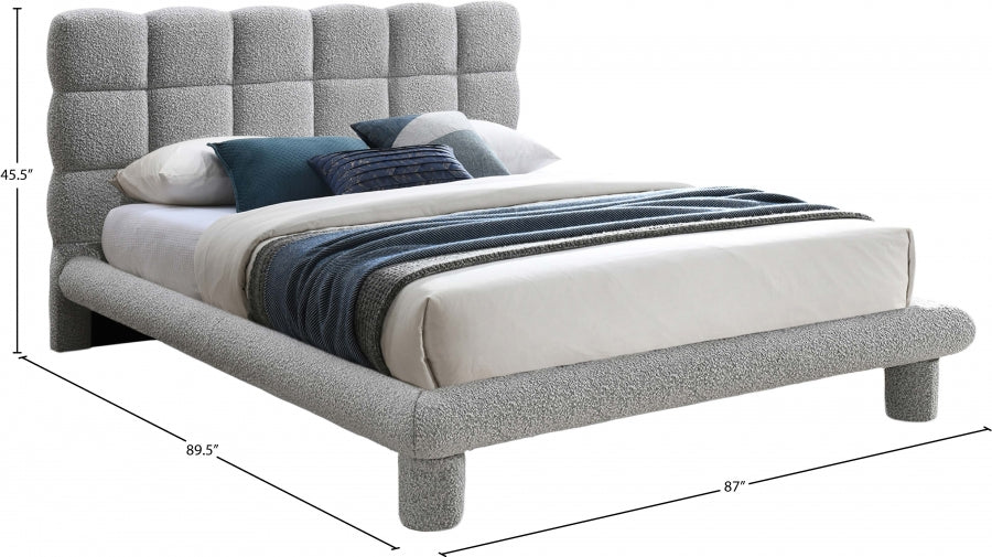 Deco Boucle Fabric King Bed (3 Boxes) Grey - DecoGrey-K