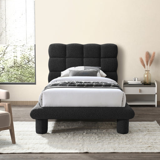 Deco Boucle Fabric Twin Bed (3 Boxes) Black - DecoBlack-T