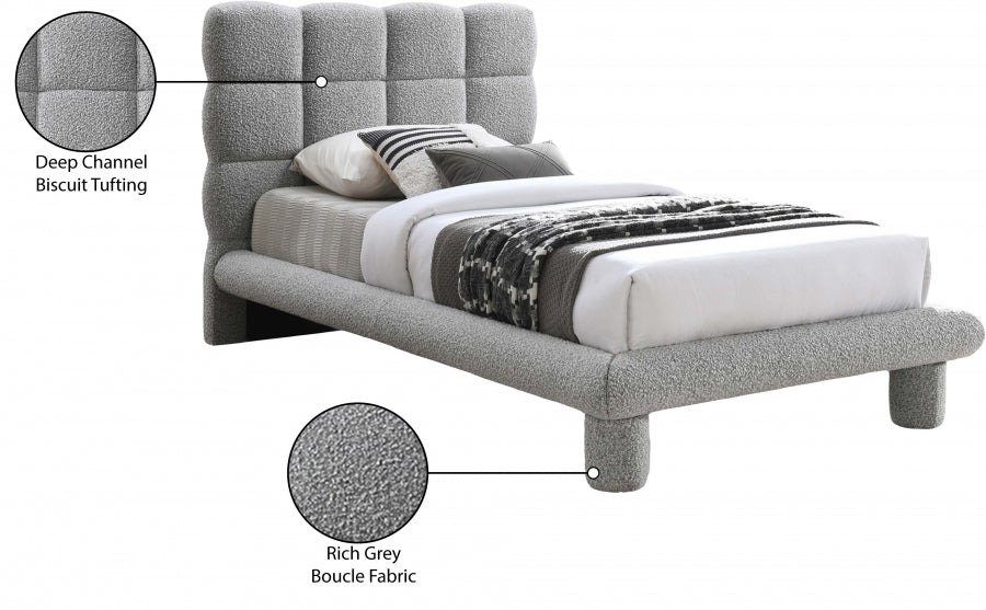 Deco Boucle Fabric Twin Bed (3 Boxes) Grey - DecoGrey-T