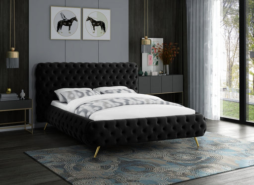 Delano Velvet King Bed Black - DelanoBlack-K