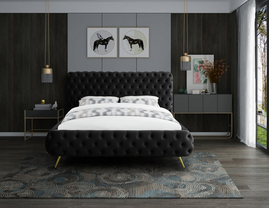 Delano Velvet King Bed Black - DelanoBlack-K