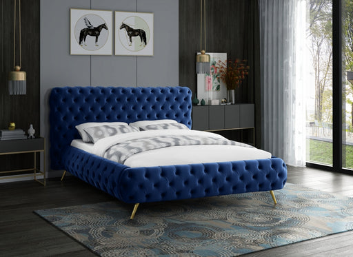 Delano Velvet King Bed Blue - DelanoNavy-K