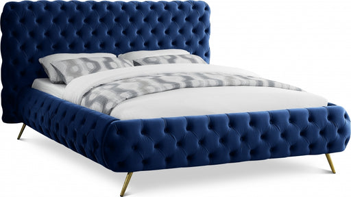 Delano Velvet King Bed Blue - DelanoNavy-K