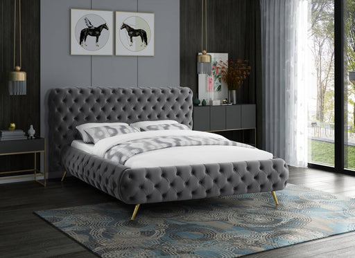 Delano Velvet King Bed Grey - DelanoGrey-K