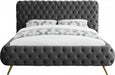 Delano Velvet King Bed Grey - DelanoGrey-K