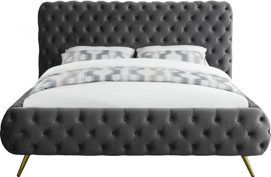 Delano Velvet King Bed Grey - DelanoGrey-K