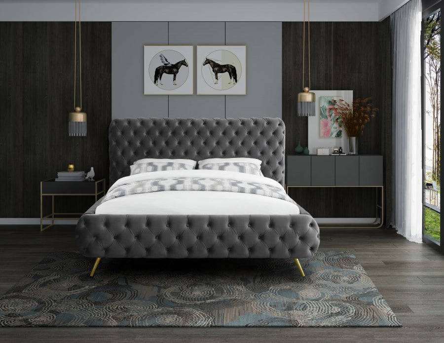 Delano Velvet King Bed Grey - DelanoGrey-K