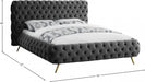 Delano Velvet King Bed Grey - DelanoGrey-K