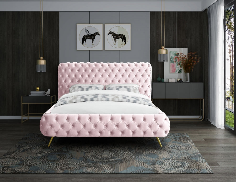 Delano Velvet Queen Bed Pink - DelanoPink-Q