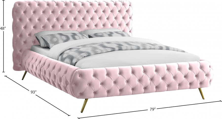 Delano Velvet Queen Bed Pink - DelanoPink-Q