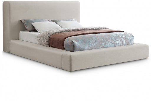 Devin Linen Textured Fabric Full Bed Beige - DevinBeige-F