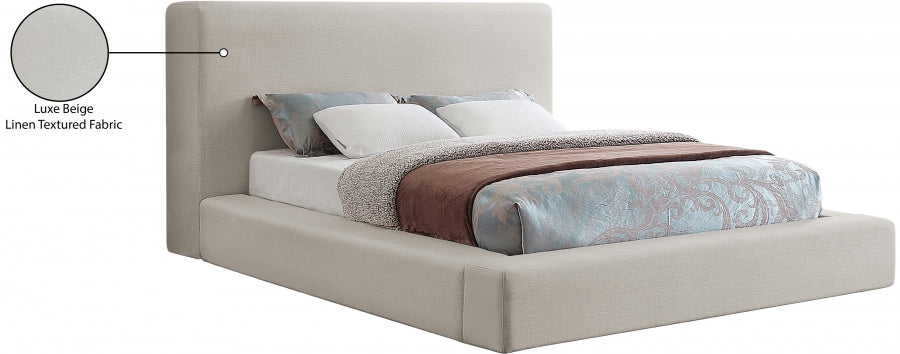 Devin Linen Textured Fabric Full Bed Beige - DevinBeige-F