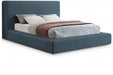 Devin Linen Textured Fabric Full Bed Blue - DevinNavy-F