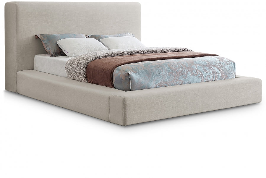 Devin Linen Textured Fabric King Bed Beige - DevinBeige-K