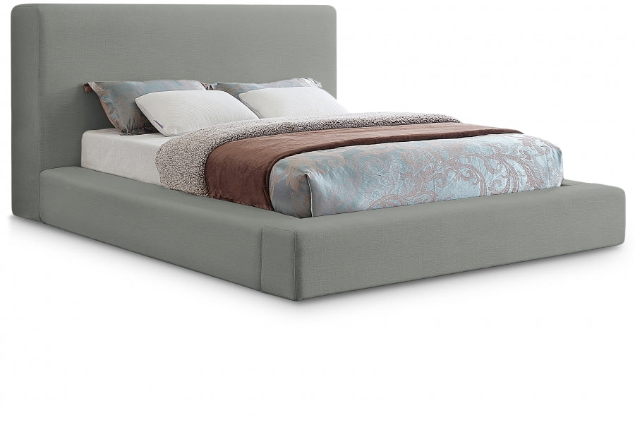 Devin Linen Textured Fabric Queen Bed Grey - DevinGrey-Q