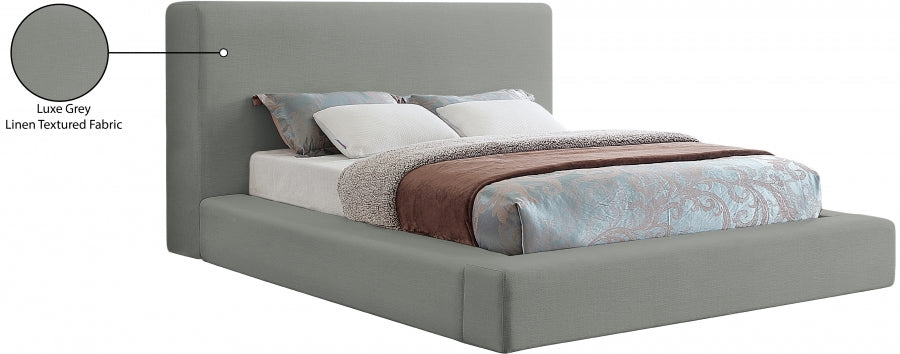 Devin Linen Textured Fabric Queen Bed Grey - DevinGrey-Q