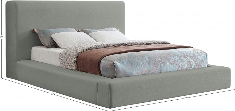 Devin Linen Textured Fabric Queen Bed Grey - DevinGrey-Q