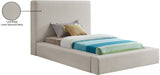 Devin Linen Textured Fabric Twin Bed Beige - DevinBeige-T