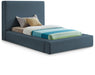 Devin Linen Textured Fabric Twin Bed Blue - DevinNavy-T