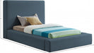 Devin Linen Textured Fabric Twin Bed Blue - DevinNavy-T