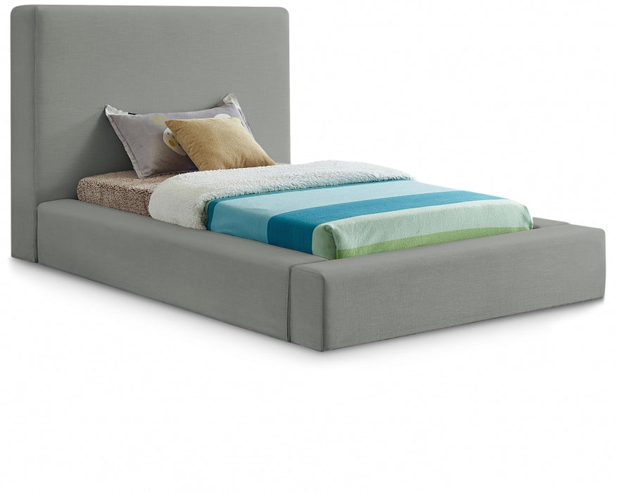 Devin Linen Textured Fabric Twin Bed Grey - DevinGrey-T