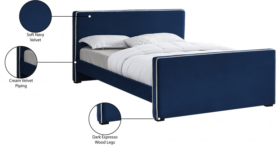 Dillard Velvet Full Bed Blue - DillardNavy-F