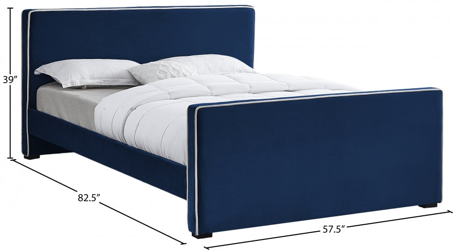 Dillard Velvet Full Bed Blue - DillardNavy-F