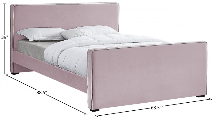 Dillard Velvet Queen Bed Pink - DillardPink-Q