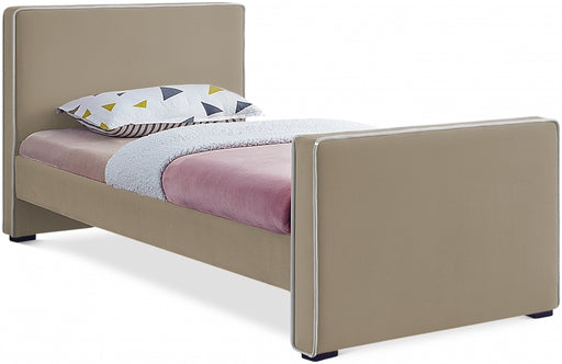 Dillard Velvet Twin Bed Beige - DillardBeige-T