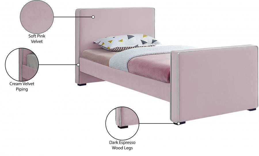 Dillard Velvet Twin Bed Pink - DillardPink-T