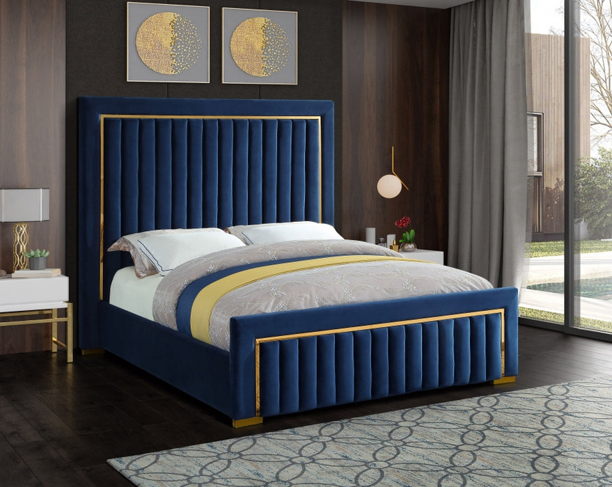 Dolce Velvet Queen King Bed (3 Boxes) Blue - DolceNavy-K