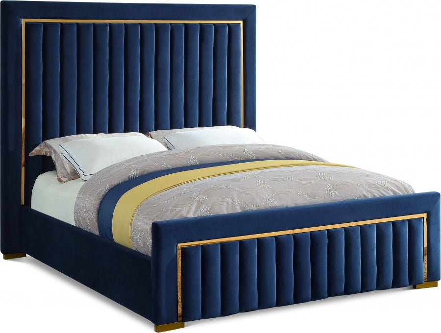 Dolce Velvet Queen King Bed (3 Boxes) Blue - DolceNavy-K