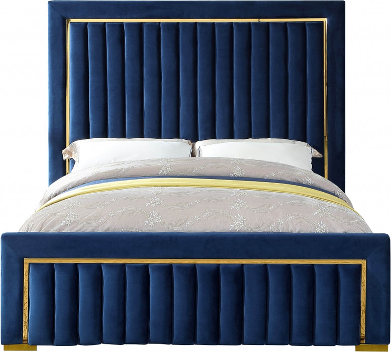 Dolce Velvet Queen King Bed (3 Boxes) Blue - DolceNavy-K