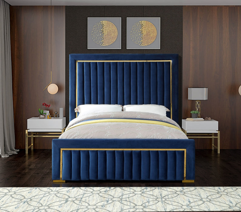 Dolce Velvet Queen King Bed (3 Boxes) Blue - DolceNavy-K