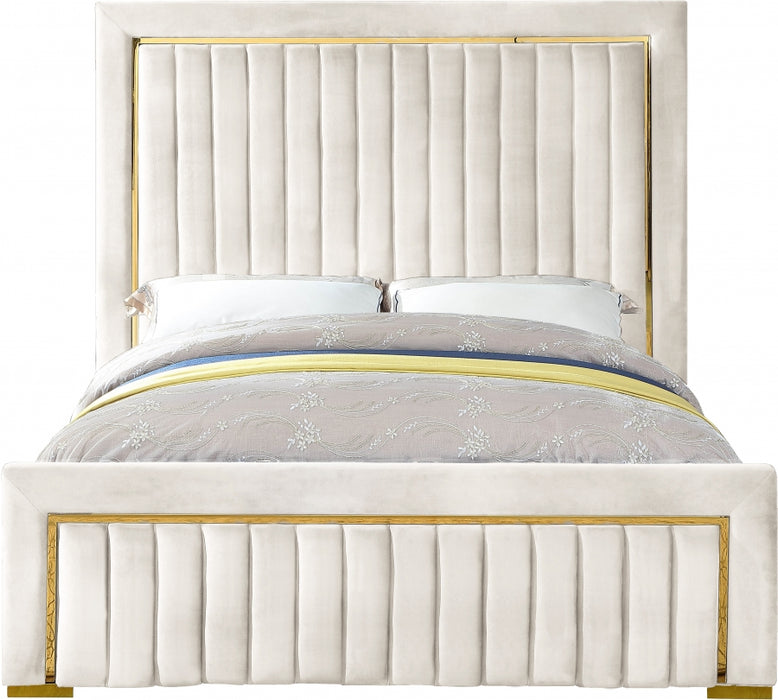 Dolce Velvet Queen Queen Bed (3 Boxes) Cream - DolceCream-Q